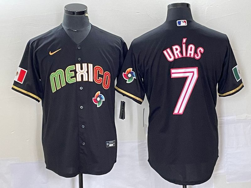 Men 2023 World Cub Mexico #7 Urias Black pink Nike MLB Jersey31